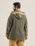 Patterned jacquard hooded sweater with long sleeves and pockets